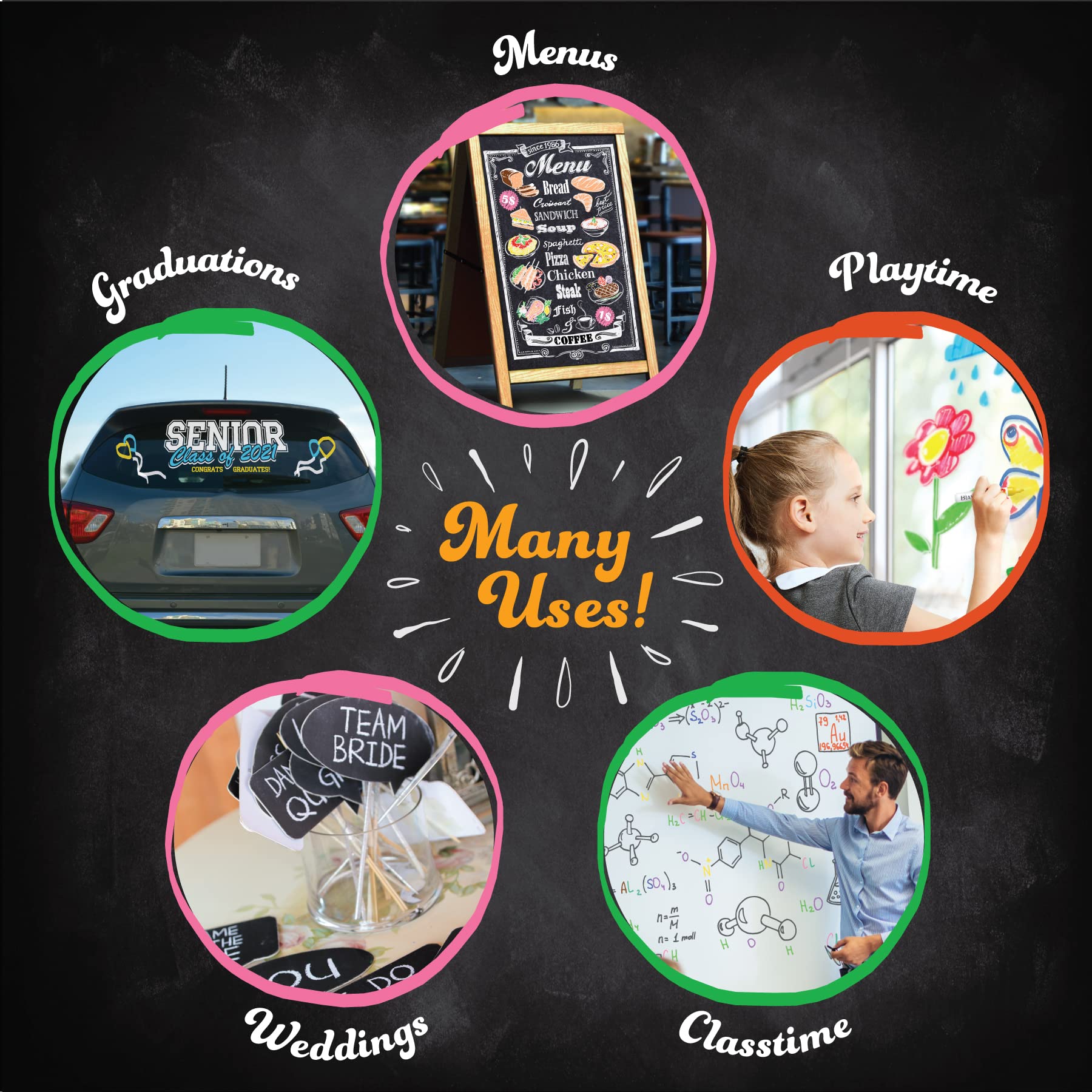 Blami Arts Chalk Markers Window Markers for Cars 12 Pastel Pens Set - Earth Colors Chalkboard Markers - Chalk Markers with Reversible Tips and Erasing Sponge Included
