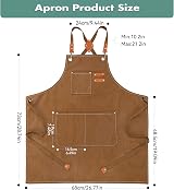Berkelen Chef Apron - Water Resistant Cotton Canvas, Adjustable, Brown view 6