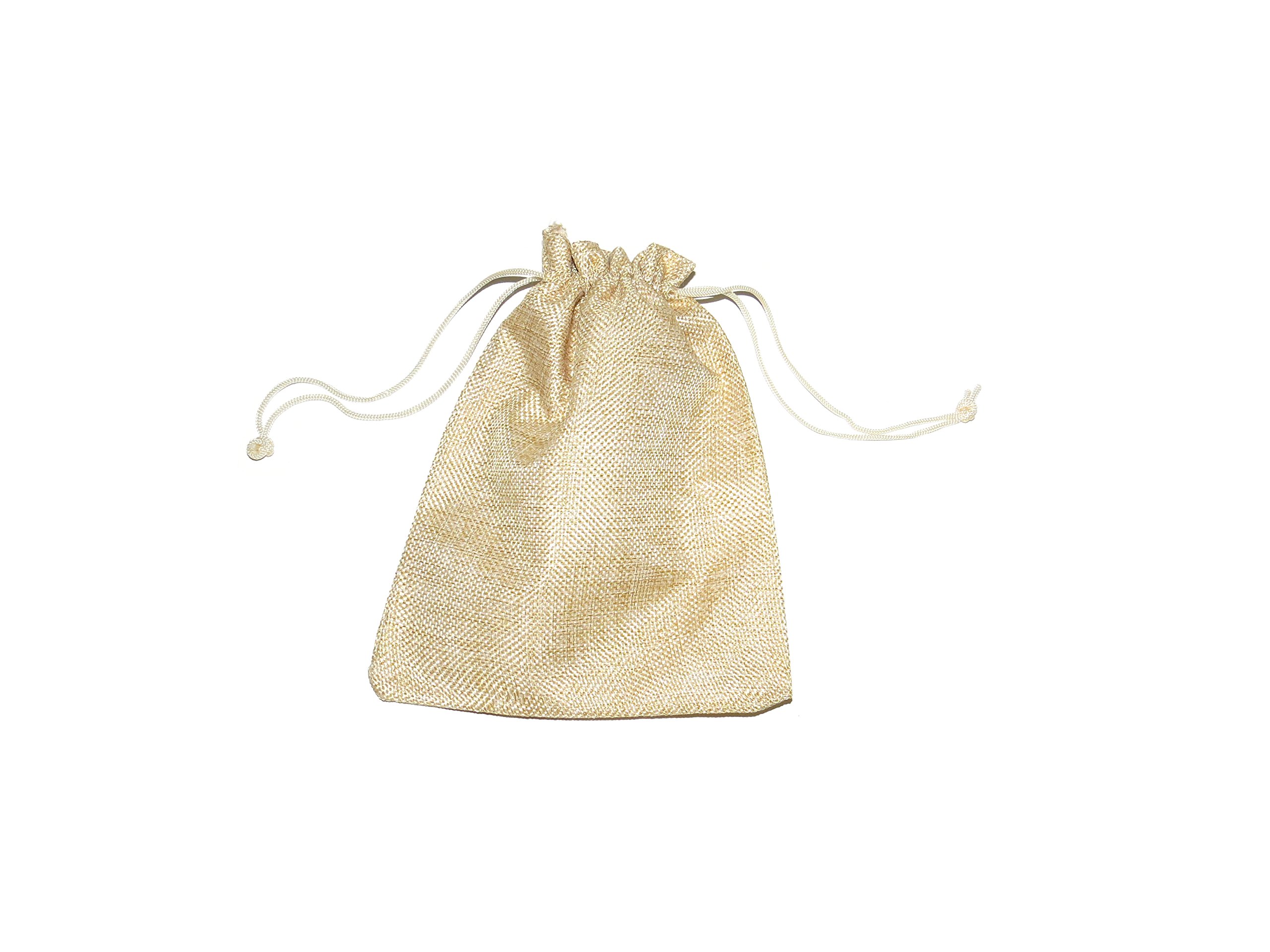 x12 Jute Effect Natural Drawstring Gift Bags 20x15cm for Christmas