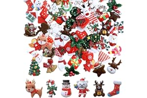 80 Pcs Christmas Resin Flatback Slime Charms, Gorvalin Kawaii Glitter Snowman Reindeer Embellishments Charms for Christmas Craft Nail Scrapbooking Decorations