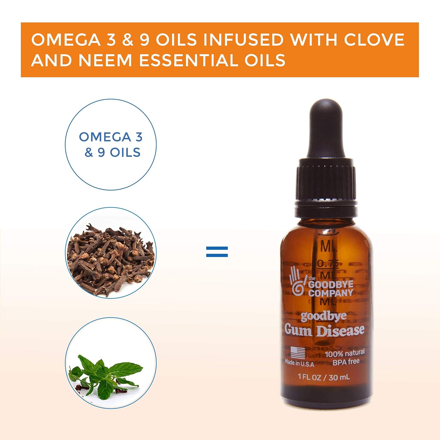 Goodbye Gum Disease - Organic Home Remedy for Oral Gum Disease | 100% Pure Neem and Clove Essential Oils for Oral Care | Effective and Natural Gingivitis Treatment (1 oz): Health & Personal Care