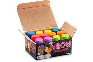 Mini Neon Party Bubbles for Kids - (Pack of 12) Bulk Wands and Bottles for Blowing Bubbles, Birthday Party Favors, Toy Gift, 