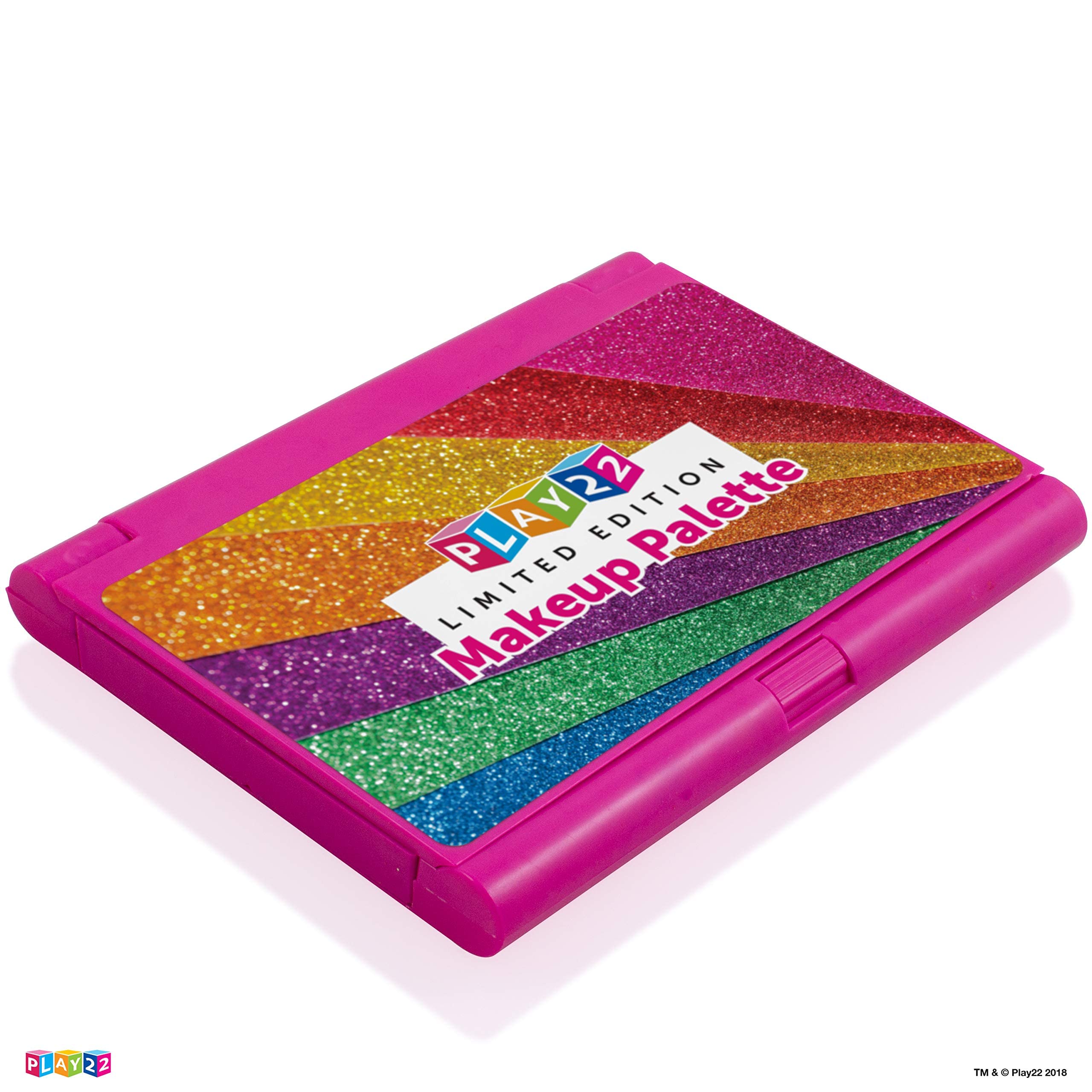 Play22 Real Washable Kids Makeup Palette For Girl - My First Princess Make Up Set Include 4 Blushes, 8 Eyeshadows, 6 Lip Glosses, 8 Glitter Glaze, Mirror, Brushes, Eyeshadow Wand - Best Gift