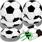 50 Guests Soccer Plates and Napkins Party Supplies Soccer Birthday Party Decorations Disposable Tableware Set Soccer Ball Dinnerware Favor for Party Decoration Favors, 200PCS