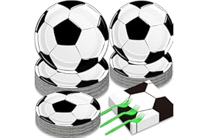QYEAHKJ 50 Guests Soccer Plates and Napkins Party Supplies Soccer Birthday Party Decorations Disposable Tableware Set Soccer Ball Dinnerware Favor for Party Decoration Favors, 200PCS