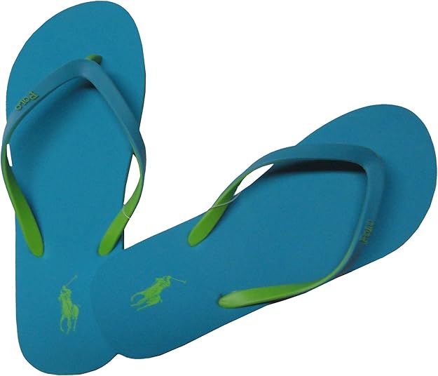 Amazon.com | Ralph Lauren Women's Polo Flip Flops Turquoise and Lime, Size 10B | Sandals