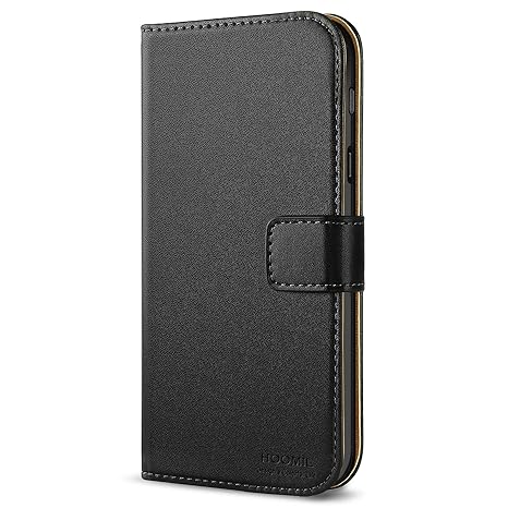 HOOMIL H3181 Premium Leder Flip Handyhülle für Samsung Galaxy J3 2017, Schwarz