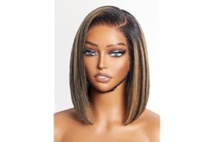 LUVME HAIR Ombre Blonde Highlight Silky Straight Glueless Pre Cut Lace Bob Wig