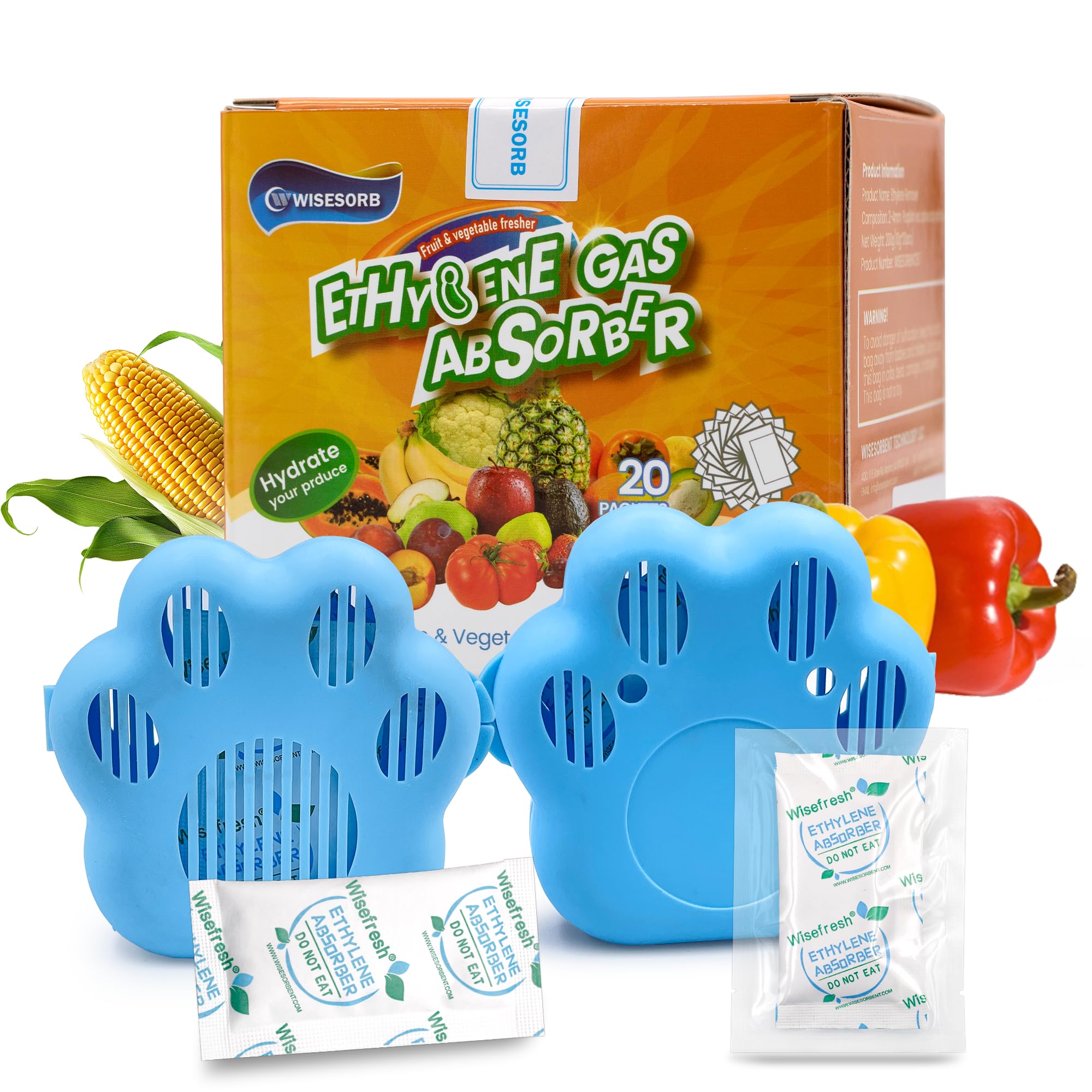 Photo 1 of WiseFresh 5 Gram Ethylene Gas Absorber Packet, Vegetable & Fruit Fresh Produce Protector, Food Freshness Extender, Fresh Fruit Preserver, Vegetable Saver (5 Gram, 30Pcs+2 Canisters)