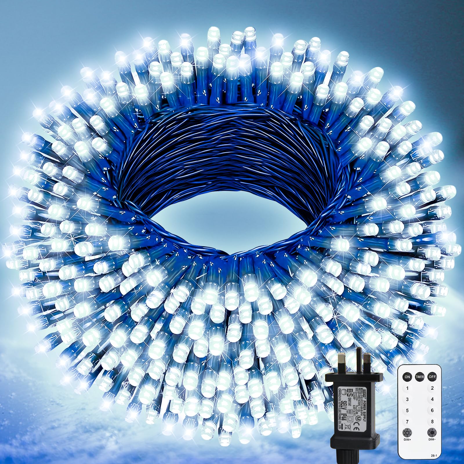 Christmas Tree Lights Outdoor, 20m 200LEDs Fairy lights Plug in 8 Modes, Waterproof Cool White Fairy Light Mains Powered with Remote Timer, Indoor Outside Xmas Light for Garden Party Xmas Decorations — image 1