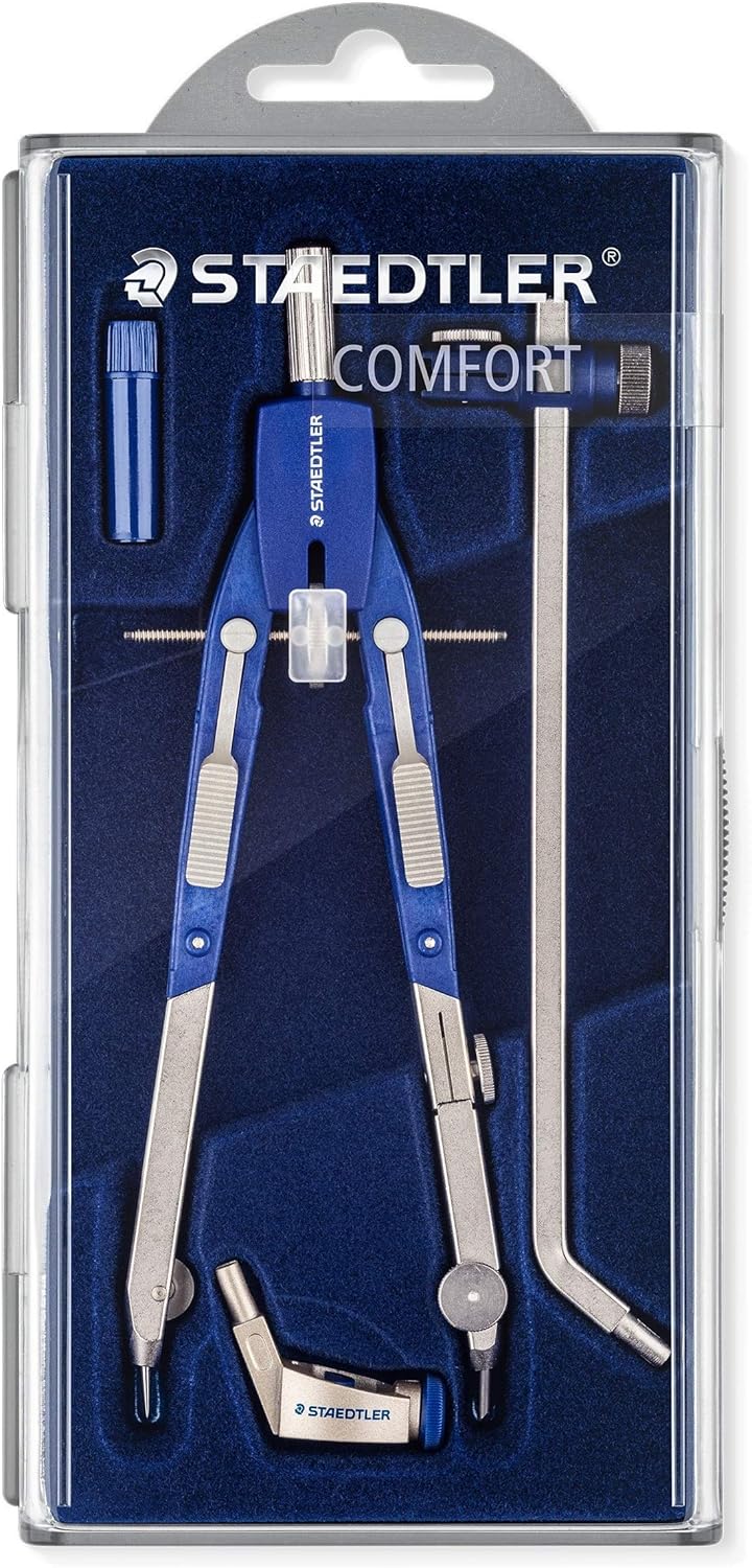 Staedtler Comfort 4 Pc Metal 6" Quick Setting Compass Set, 552 02 : Geometry Compasses : Office Products