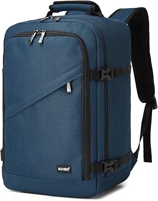 Zaino Ryanair 40x20x25, Zaino da Viaggio e Bagaglio a Mano per Aereo, Zaino Porta PC con Apertura a 180° per Wizz Air e EasyJet (40 x 20 x 25 cm, Marina Militare)