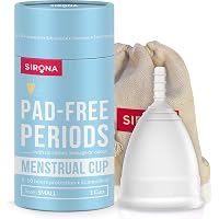 Sirona Reusable Menstrual Cup for Women - Small Size with Pouch, Ultra Soft, Odour and Rash Free, No Leakage, Protection…