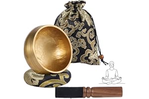alasemo Tibetan Singing Bowl Set (3.15 Inch, copper) - Hand-Hammered, Perfect for Sound Bath, Yoga & Meditation Stress Relief - Ideal Gift for Beginners, Mallet, Includes Cushion, Storage bag