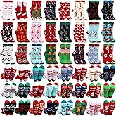 Suhine 24 Pairs Christmas Sock Gift Bulk for Women Men Adult Soft Christmas Xmas Holiday Festival Sock