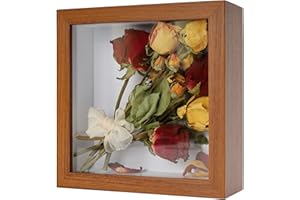 REDHUGO Flower Shadow Box Frame Display Cases Wooden, Deep ShadowBox Picture Frame, 3D Wood Acrylic Pressed Flower Frame Tabletop Wall Hanging, Square, Dark Brown, 6×6 inches (FRAME ONLY)