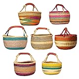 Handmade In Ghana Bolga Basket Colorful Large
