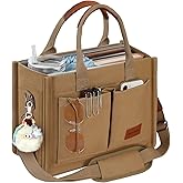 BECOJADDE Canvas Tote Bag Purse for Women with Zipper Closure, Individual Compartments & Bottom Support
