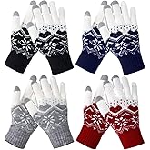 Geyoga 4 Pairs Women's Winter Touch Screen Gloves Soft Warm Fleece Lined Knit Elastic Cuff Texting Gloves
