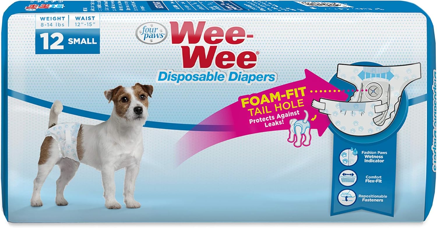 Four Paws Wee-Wee Disposable Dog Diapers 12 Count Small