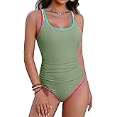 Blooming Jelly Womens Tummy Control Bathing Suit Modest One Piece Swimsuits Slimming Scoop Neck Neon 2026 Swim Suit