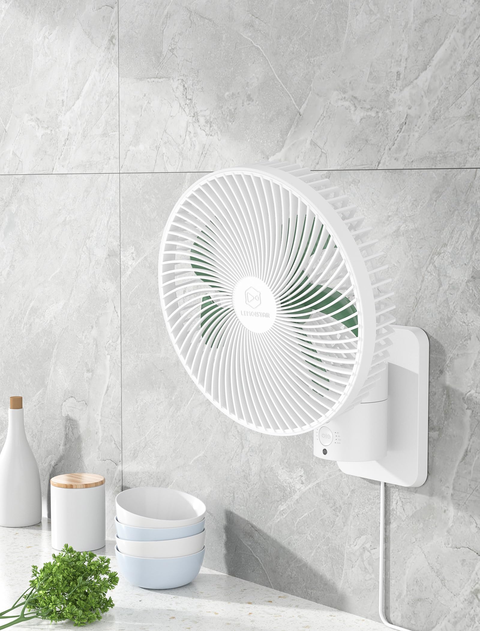 8.5-Inch Quiet Wall-Mounted Oscillation Fan with Remote & Timer, 4-Speed Adjustable for Small Bathrooms, Indoor Bedroom Cooling for RV, Adjustable Tilt, 5.92 ft Cord, Garage Cooling Fan for Home