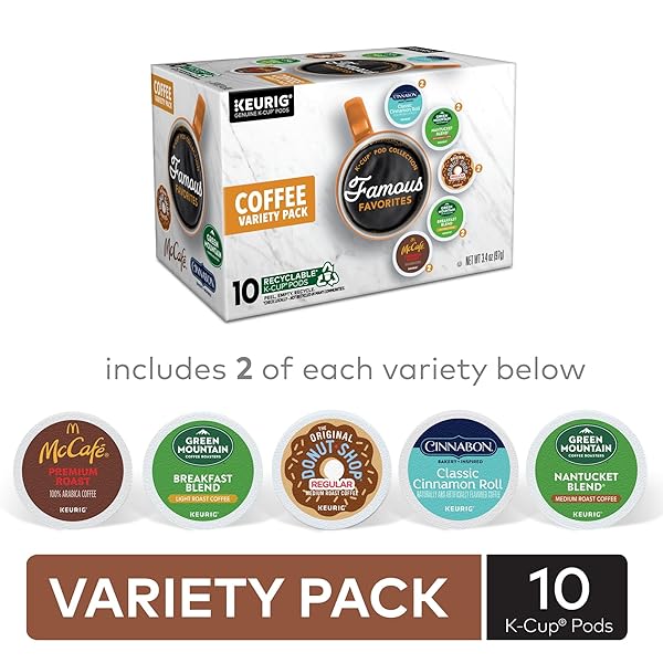 KEURIG FAMOUS FAVORITES VARIETY PACK, SINGLE-SERVE K-CUP PODS, 10 COUNT