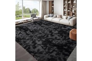 LUXLOOM Large Shag Area Rugs for Bedroom 9x12 Tie-Dyed Plush Fuzzy Rugs Ultra-Soft Comfy Shaggy Carpet with Non-Slip Backing 