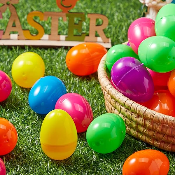 JOYIN 300 PCS 2.3″ EASTER EGGS, EMPTY PLASTIC EGGS FILLABLE COLORFUL BRIGHT EGGSHELL BULKS FOR EASTER HUNT, FILLING TREATS, PARTY FAVOR, BASKET STUFFERS, CLASSROOM PRIZE SUPPLIES