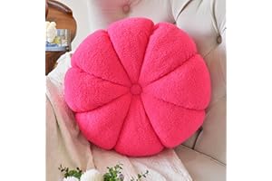 DDLIURY Round Throw Pillow, 17.7" Round Cushion Pillows Pumpkin Decorative Pillows Floor Cushion for Couch Bed Sofa Chair, Soft Rose Red Aesthetic Circle Seat Cushion Home Decor Pillow for Bedroom Living Room
