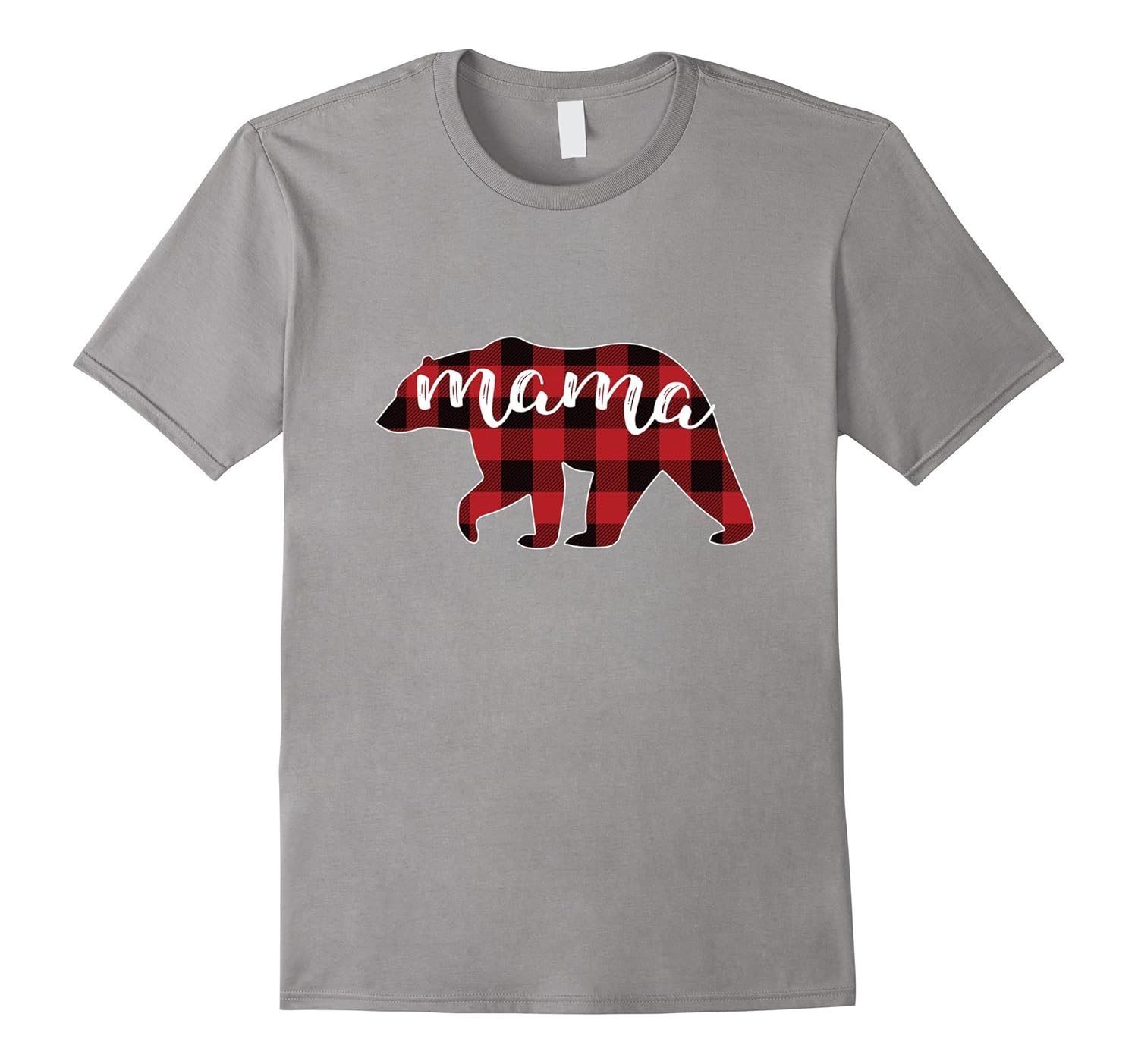 Red Plaid Mama Bear T Shirt, Matching Family Bear Plaid Tee-ANZ