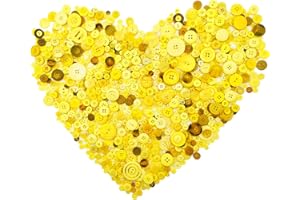 QOVYDX 600-700Pcs Yellow Buttons for Crafts Bulk Assorted Yellow Craft Button for Arts, DIY Crafting, Decoration