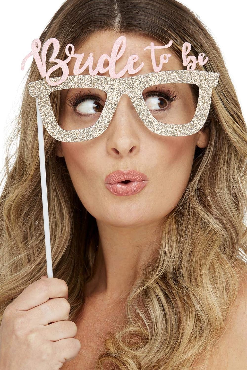 Smiffys Hen Party Photobooth Kit, Gold 4pcs, Hen & Stag Night Fancy Dress, Hen Party Dress Up Hen & stag/adult items
