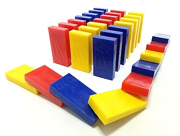 Primary Trio - Red, Yellow, Blue | Toppling Dominoes | 100 Pcs | Square Edge