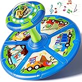 Lehoo Castle Dinosaur Sit and Spin Toys for Toddlers 1-3 Boys Birthday Gift, 360° Toddler Spinning Seat with Lights and Music