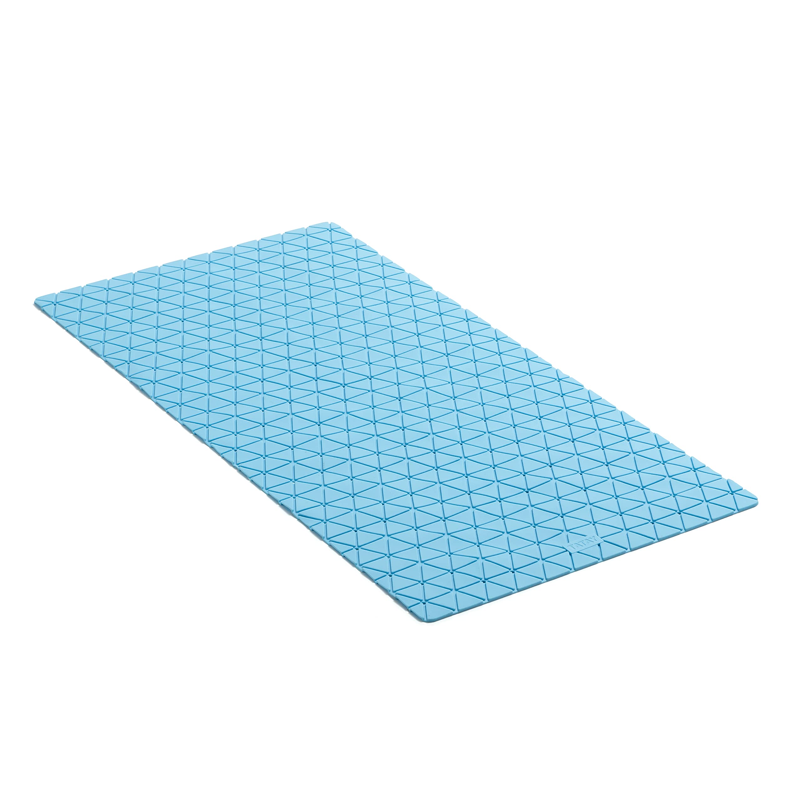 TATAY Bath Mat, Non-slip, SBS - TP Rubber with 94 Suction Cups, Rectangular, Diamond Design, Blue. Measures 72 x 36 cm