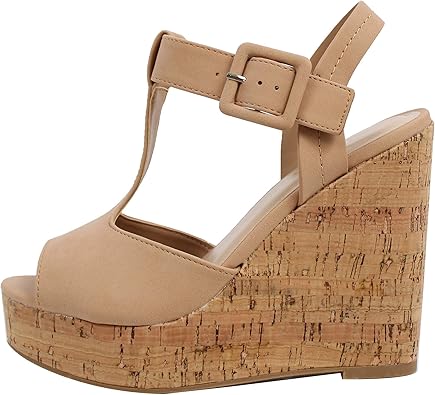 nude wedges amazon