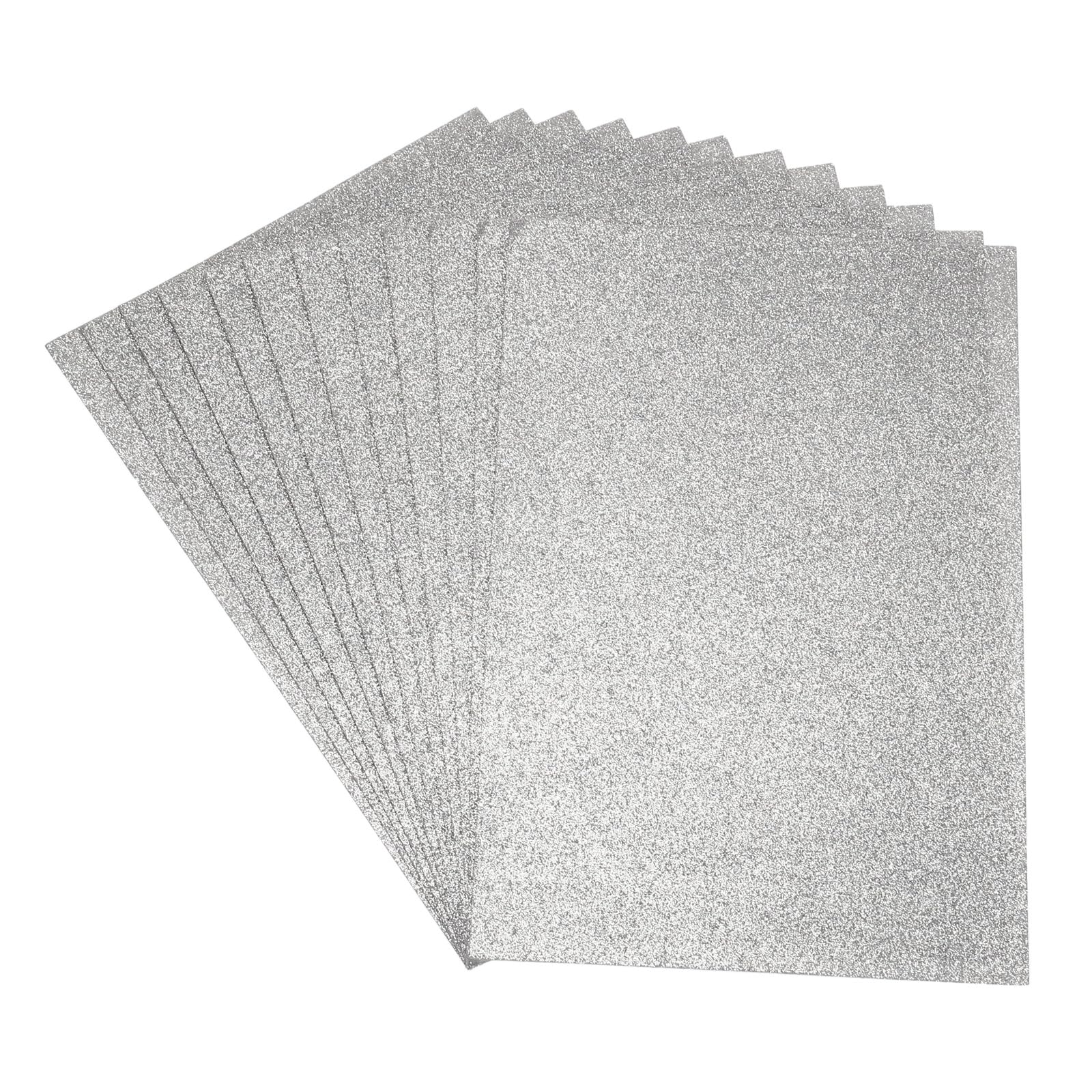Rebower Glitter Soft Felt Fabric Sheets Acrylic Craft Sheets [for DIY Craft Hobby Hair Bow Costumes Decorations] - 11.8 x 7.8 Inch/Silver Tone / 12PCS