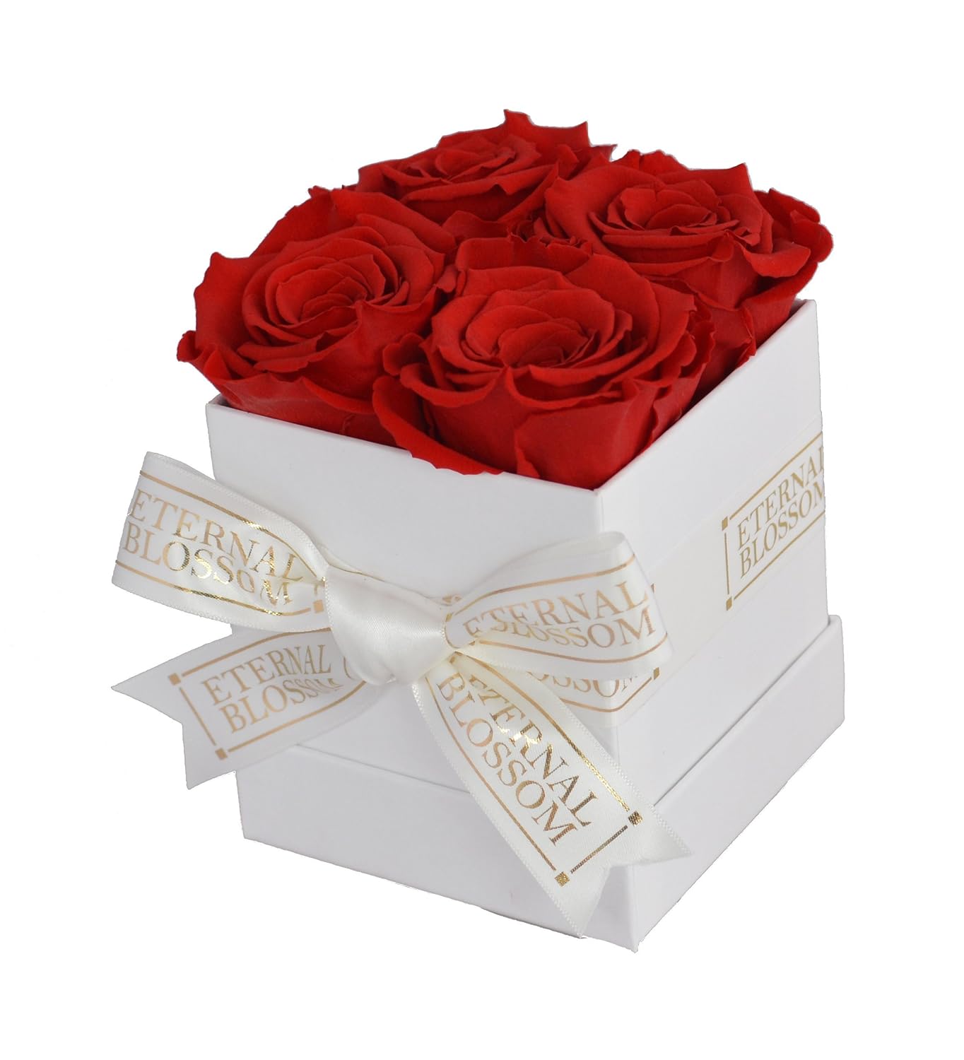 Eternal Blossom Year Lasting Roses 4 Piece Blossom Box Cherry Red