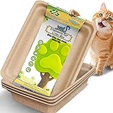 Disposable Litter Boxes for Cats Large: 4/6/8-Pack 17.5'' x 13.5'' Leak-Proof Sustainable for Indoor/Travel Use Standalone or