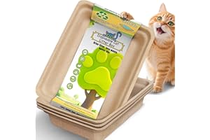 SEMEDOYO Disposable Litter Boxes for Cats Large: 4/6/8-Pack 17.5'' x 13.5'' Leak-Proof Sustainable for Indoor/Travel Use Standalone or as Liner 4-Pack