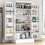cointwo 47" Kitchen Cupboard with Adjustable Shelves - White Storage Unit view 3