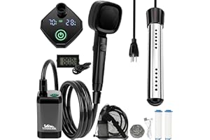 YIMSERK 6000mAh Portable Shower for Camping with 2000W Immersion Water Heater – Rechargeable Camp Shower Pump, 4-Mode Filtered Head, LED Display, Outdoor Camping Shower Kit for Travel, Pets & Car Washing