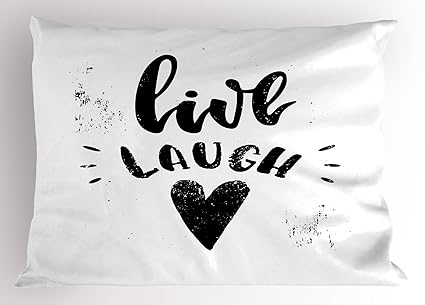 Amazon Com Ambesonne Live Laugh Love Pillow Sham Hand Drawn
