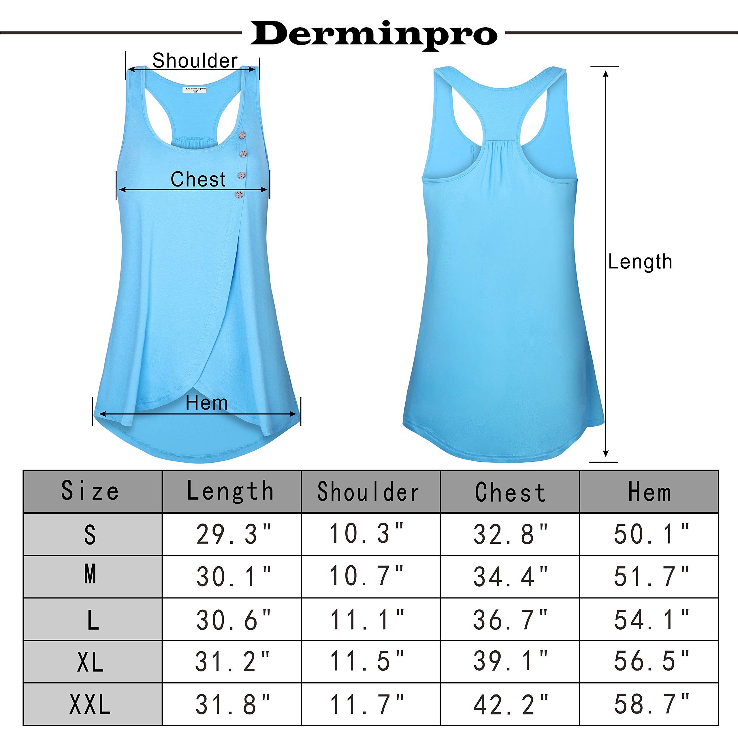 Derminpro Running Tank Tops for Women, Sleeveless Shirts Button Front A-Line Curve Hem Tunic Tops Black XX-Large