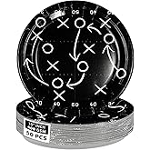 50Pcs Black Football Paper Plates 10" Large Disposable Heavy Duty Football Court Paper Platters Sport Theme Dessert Plates for Sports Birthday Dinner Party Supplies