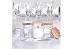 LETINE 8oz Glass Candle Jars with Lids - 12pcs Set for Candle Making, Versatile Storage of Herbs, Sugar Scrubs - Ideal Containers for DIY Gifts, Empty Candle Jars Kit with High Clarity & Durability