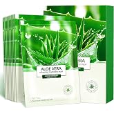 PalNour Aloe Facial Skincare Sheet Hydrating Moisturizing Revitalizing Facial Skincare Sheet for Dry, Oily, Sensitive and Tired Skin 25ml/0.8oz, Pack of 10