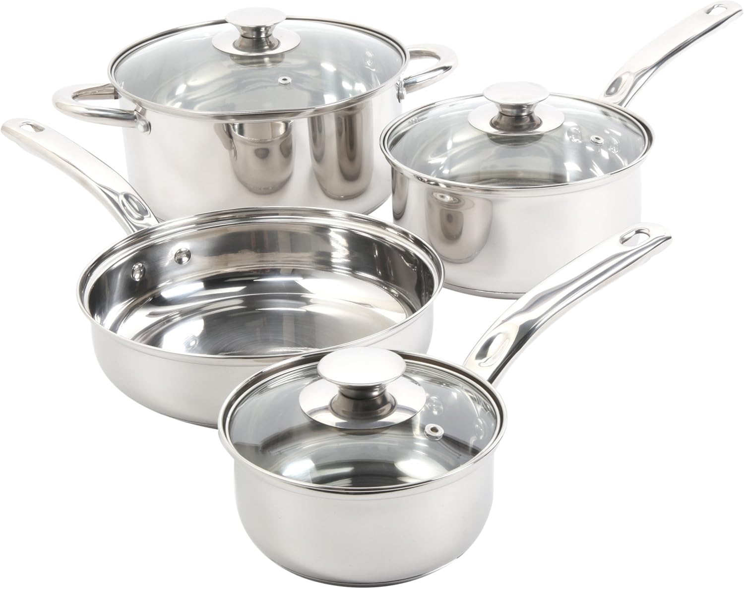 Sunbeam Ansonville 8-Piece Cookware Set, Silver/Brass: Gibson Overseas Inc: Kitchen & Dining