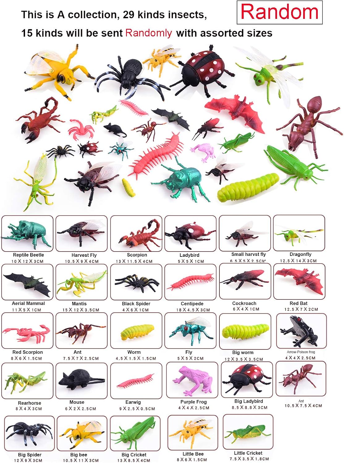 OOTSR 39 Pieces Plastic Realistic Insects and Butterfly Spider Bat for Children for Education Halloween, Toy Themes, Parties - Image 3